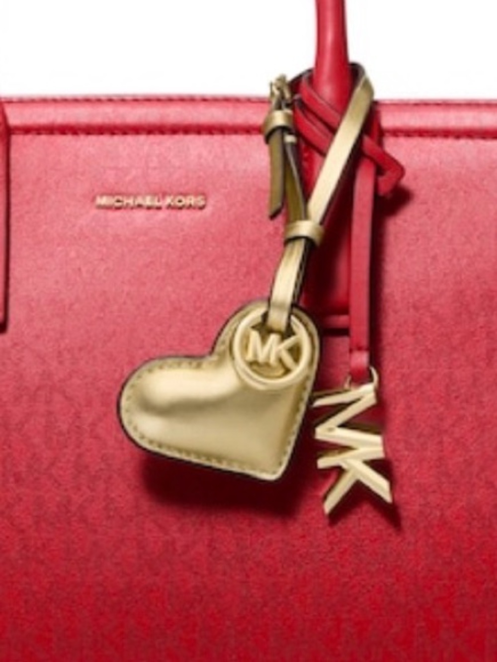 Michael Kors gold puffy heart bag Charm, keychain , new in box